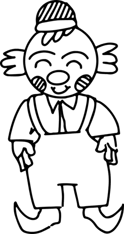 Friendly Clown With Striped Hat in Black and White Transparent Design