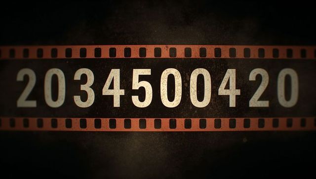 Vintage grunge film strip with number sequence 2034500420