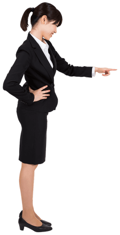 asian businesswoman pointing finger standing on transparent background - Download Free Stock Videos Pikwizard.com
