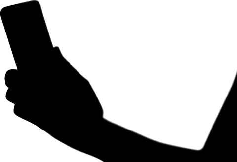 Transparent smartphone silhouette in hand illustration