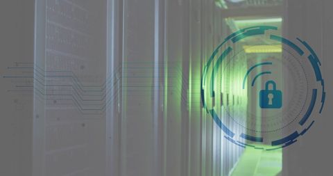 Cyber Security Icon Overlaid Data Center Servers - Download Free Stock Images Pikwizard.com