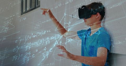 Student engaging with vr for interactive math learning