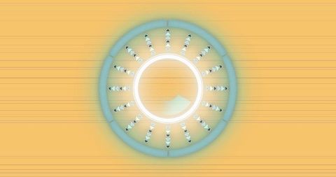 Futuristic Interface with Rotating Concentric Rings and Arrowheads