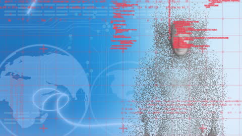 Digital Interface with Data Points and World Map Visual