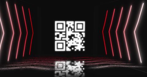 Neon QR Code on Futuristic Black Background with Red Lights - Download Free Stock Images Pikwizard.com