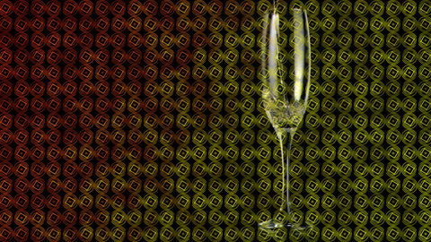 Champagne Glass with Vibrant Digital Animation Patterns