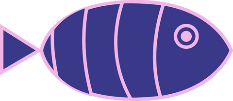 Minimalist flat fish icon with transparent background