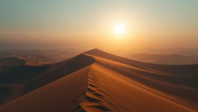 Stunning Sunrise Over Majestic Desert Sand Dunes