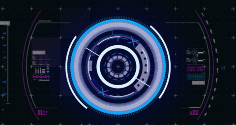 Futuristic HUD Display with Neon Scanning Elements