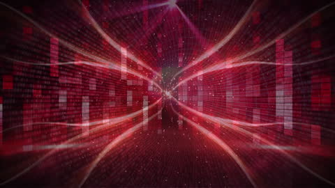 Dynamic Red Digital Waves with Streaming Particles