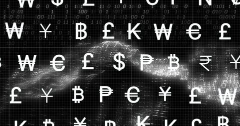 Digital Currency Symbols Overlapping Binary and Code Background - Download Free Stock Images Pikwizard.com