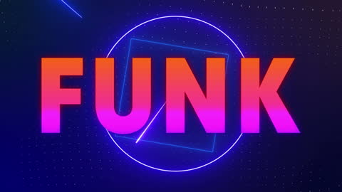 Modern Funk Text in Neon Glowing Style with Abstract Geometric Background
