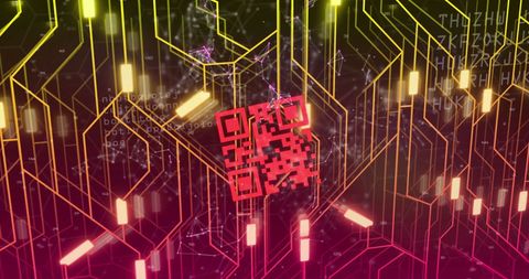 Futuristic QR Code with Neon Data Elements - Download Free Stock Images Pikwizard.com