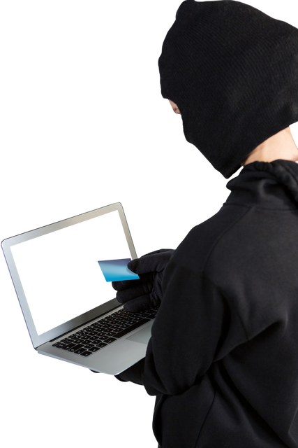 Mask-Wearing Hacker Embarking on Cyber Attack with Laptop - Download Free Stock Videos Pikwizard.com