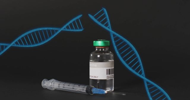 DNA Strands with Vaccine Vial and Syringe for Medical Research - Download Free Stock Images Pikwizard.com