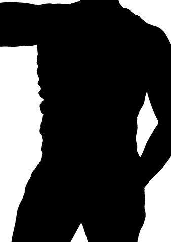 Transparent athletic male midsection with hands on waist