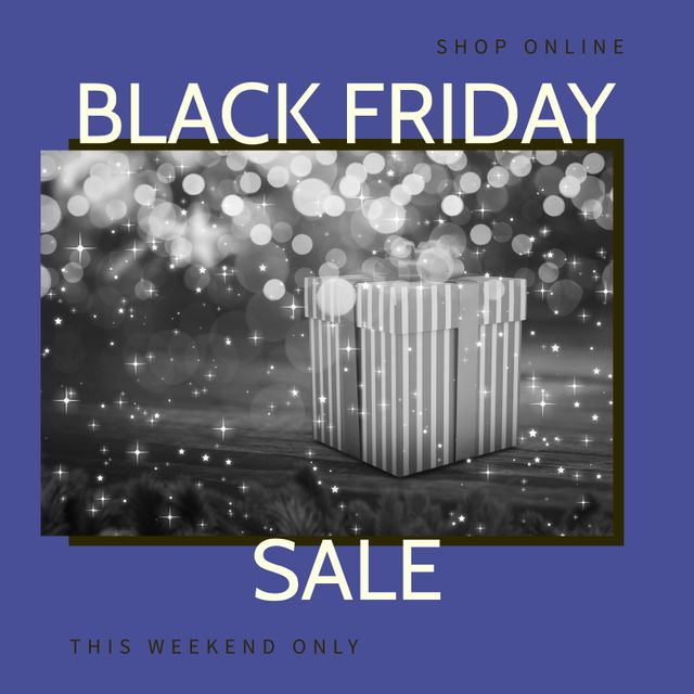Composition of black friday sale text over present on blue background - Download Free Stock Videos Pikwizard.com