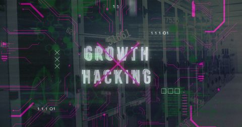 growth hacking digital concept over server room background - Download Free Stock Images Pikwizard.com