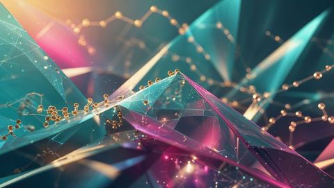 futuristic network geometry with golden nodes and neon colors - Download Free Stock Images Pikwizard.com