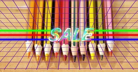 Vibrant colored pencils with sale glitch effect