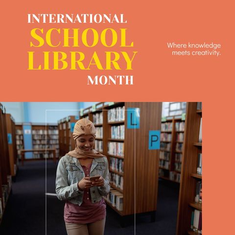 happy young woman using smartphone in school library - Download Free Stock Templates Pikwizard.com