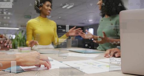 Professional teamwork with diverse colleagues at office meeting