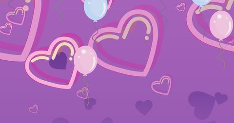 Colorful Hearts and Balloons on Purple Background Vector - Download Free Stock Images Pikwizard.com