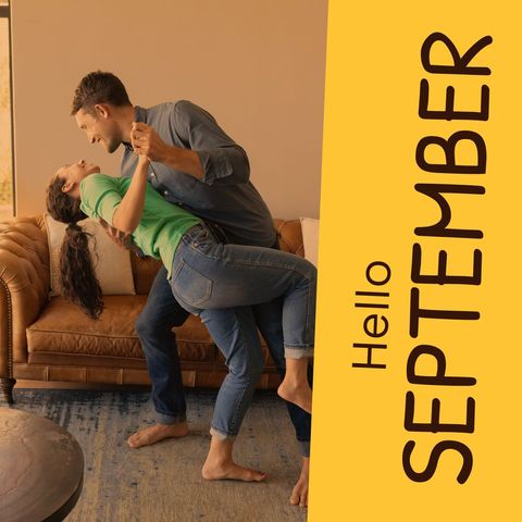 joyful couple dancing at home welcoming september - Download Free Stock Templates Pikwizard.com