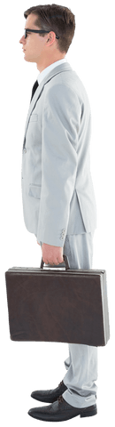 Transparent executive carrying briefcase & glasses