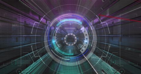 futuristic technology tunnel with circular digital interface - Download Free Stock Images Pikwizard.com