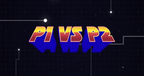 P1 vs P2 Video Game Interface Banner on Network Background