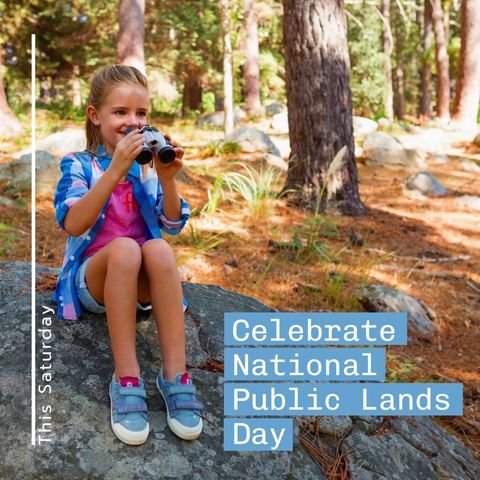 young girl birdwatching in forest for national public lands day - Download Free Stock Templates Pikwizard.com