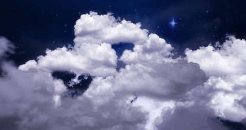 Magical Night Sky Santa Claus Sleigh Reindeer Clouds - Download Free Stock Images Pikwizard.com