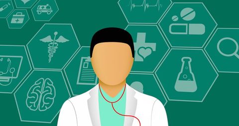 Digital Illustration of Medical Professional with Healthcare Icons - Download Free Stock Images Pikwizard.com