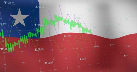 Financial Stock Market Data Over Chilean Flag