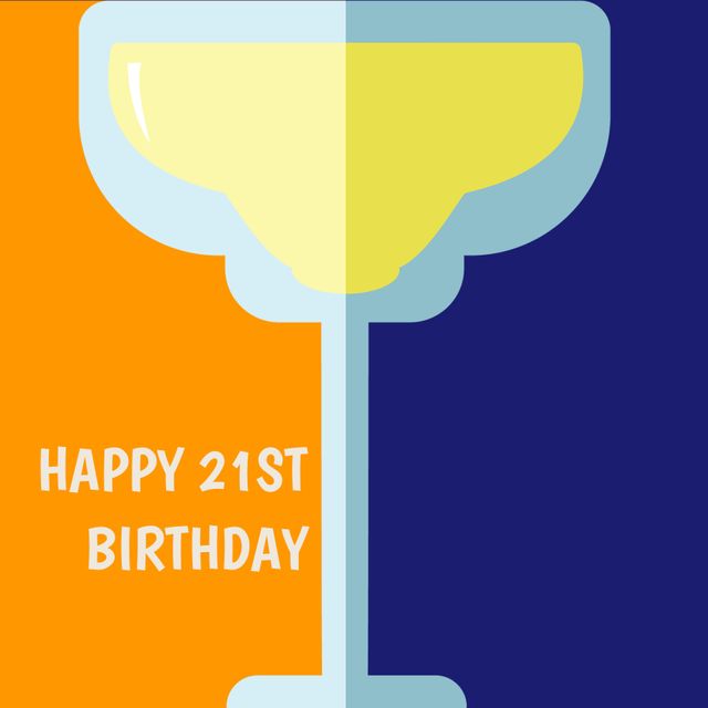 Celebrate 21st Birthday with Stylish Vibrant Card Design - Download Free Stock Templates Pikwizard.com