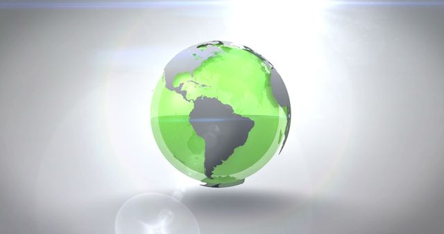Revolving green earth on bright background