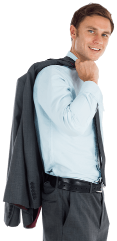 Successful Businessman Holding Jacket, Smiling Confidently - Download Free Stock Videos Pikwizard.com