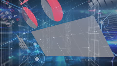 Futuristic Data Processing with Graphs and Charts Animation