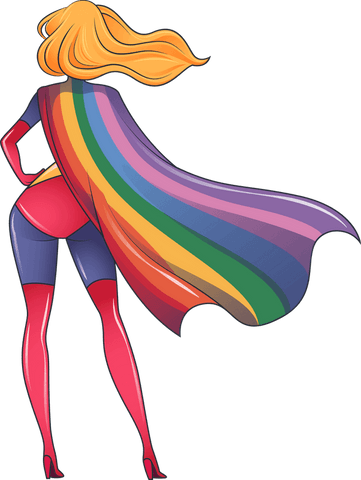 dynamic superwoman with rainbow cape on transparent background - Download Free Stock Videos Pikwizard.com