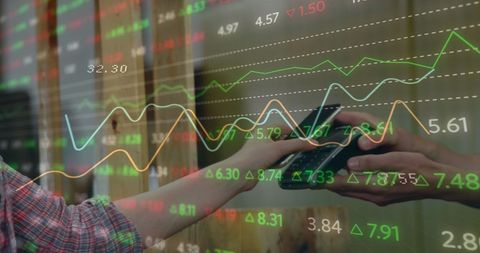 Digital payment concepts and financial data overlay