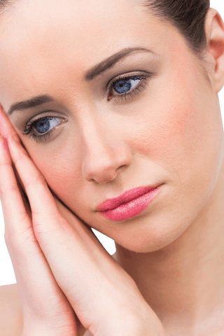 transparent young woman pensive look hands resting on face - Download Free Stock Videos Pikwizard.com