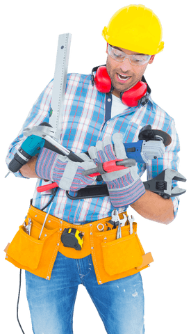 transparent manual worker holding various tools - Download Free Stock Videos Pikwizard.com