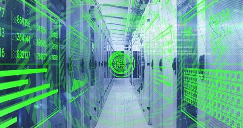 Cybersecurity Data Center with Virtual Interface Overlay - Download Free Stock Images Pikwizard.com