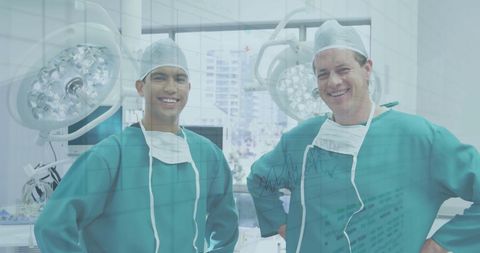 Diverse Surgeons Collaborating in High-Tech Hospital Setting
