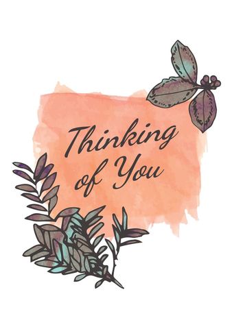 watercolor floral thinking of you greeting card design - Download Free Stock Templates Pikwizard.com