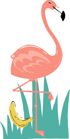 transparent flamingo on one leg with banana in grass - Download Free Stock Videos Pikwizard.com