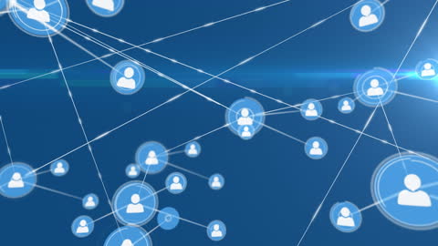 Digital Network Connection Icons on Blue Background