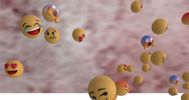 Floating Emojis with Varied Expressions over Blurred Background - Download Free Stock Images Pikwizard.com