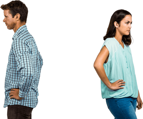 Transparent Couple Ignoring Each Other in Frustration